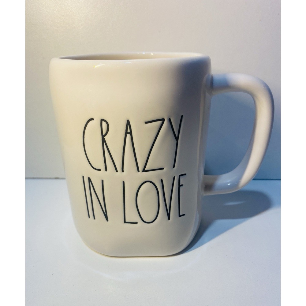 Rae Dunn by Magenta "CRAZY IN LOVE" LL (Large Letter) Ivory Ceramic Coffee Mug